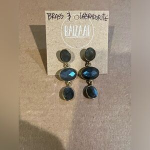 Gold Plated Brass and Labradorite Earrings